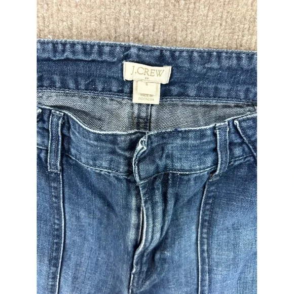 J.Crew Point Sur Wide Leg Jeans Blue Cotton Linen Patch Pocket F2116 Womens 6 - Picture 2 of 7